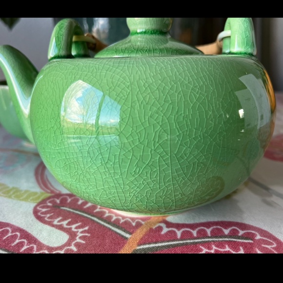 Beautiful Raku fired Green Glazed Ceramic Japanese Chinese Tea Set. NWOT - Picture 4 of 8
